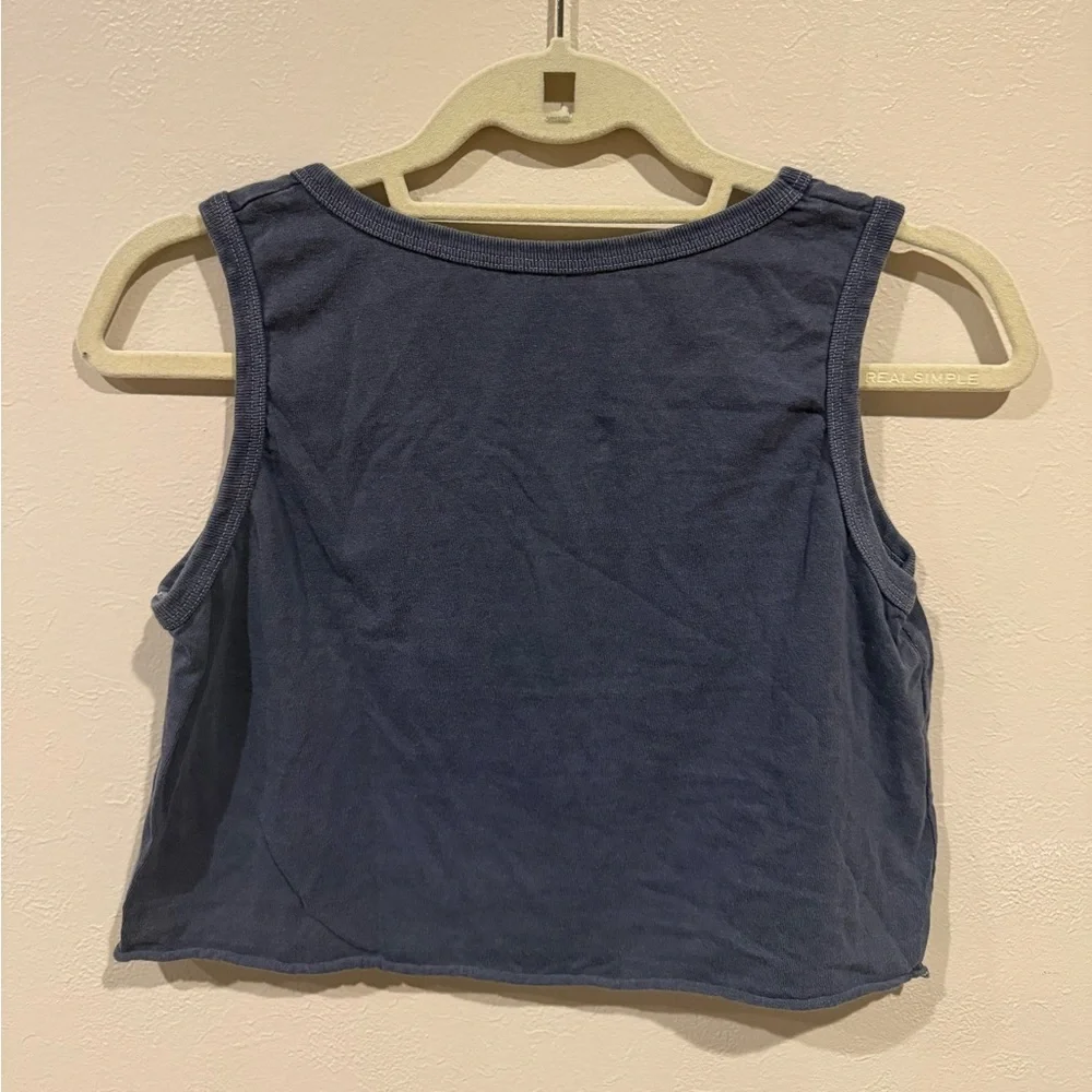 Brandy Melville John Galt Blue Fitted Crop Tank Top - Picture 2 of 3